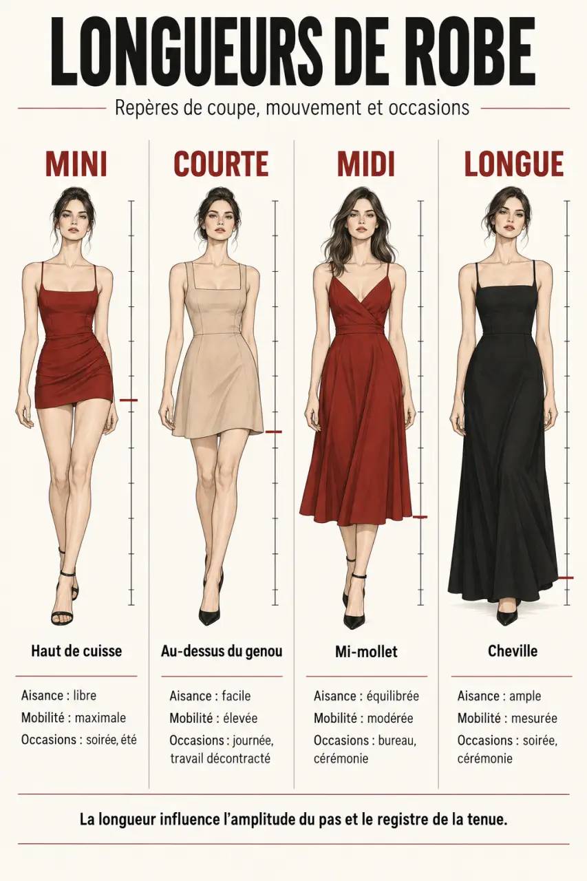 Guide visuel des longueurs de robe pour choisir une robe femme pas cher