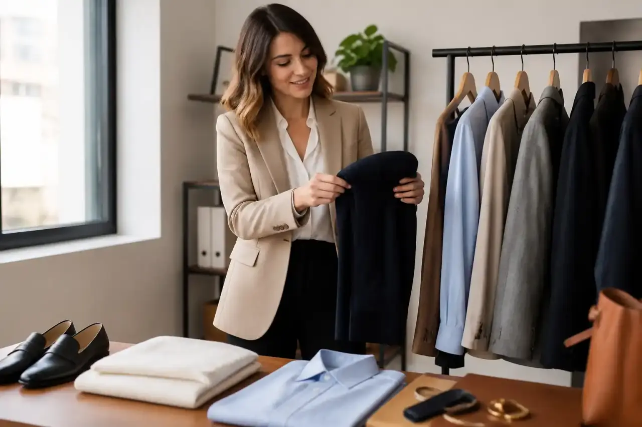 Tenue workwear masculine composée d'une veste en toile, d'un denim brut et de bottes en cuir dans un hangar industriel