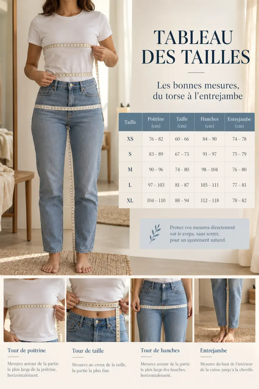 Tableau des tailles : les bonnes mesures, du torse à l’entrejambe